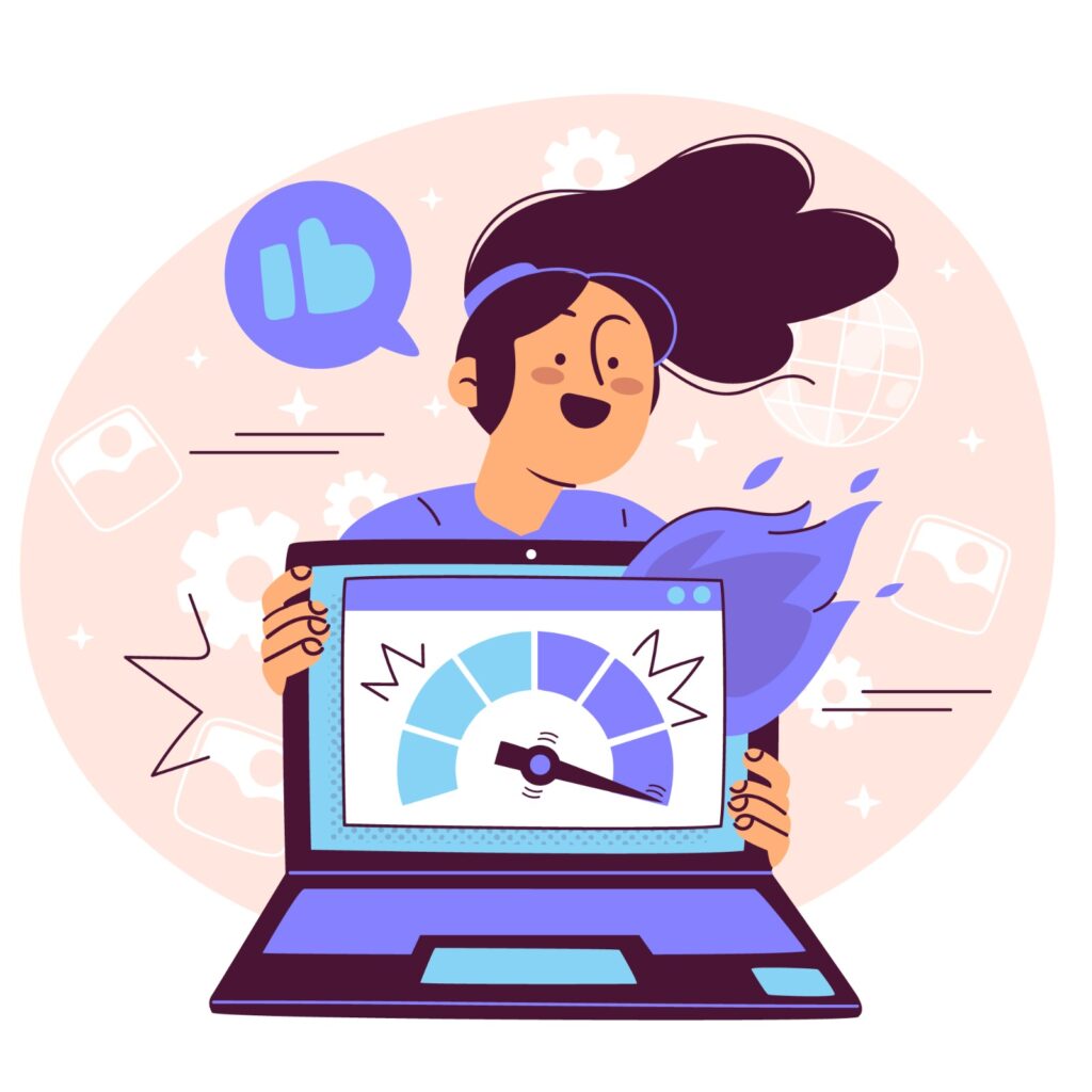 a girl checking website speed