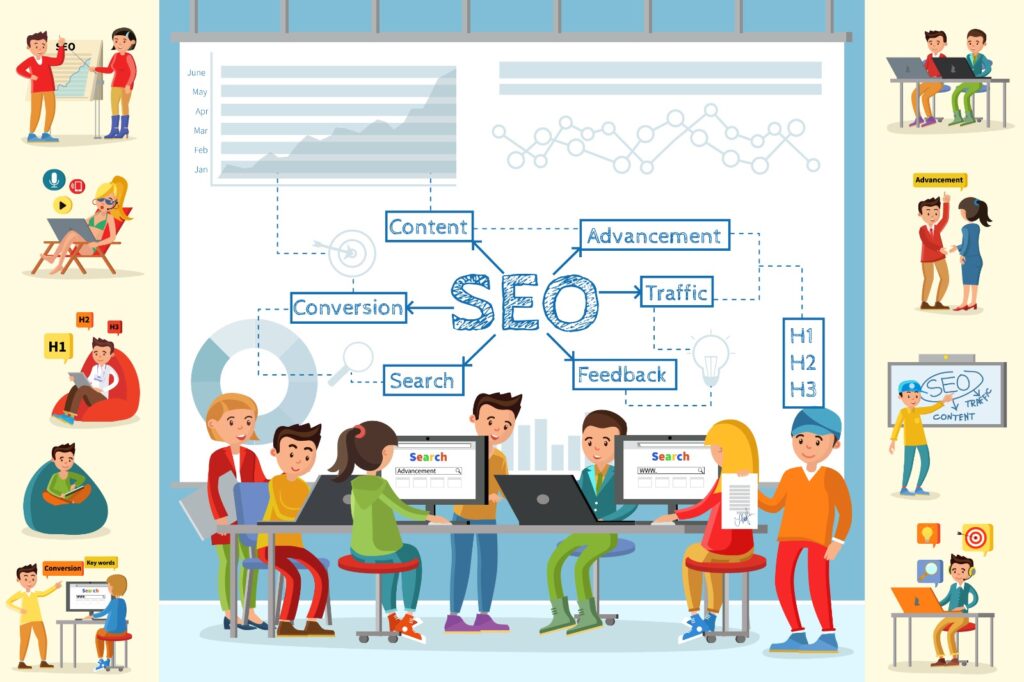 Team working on SEO